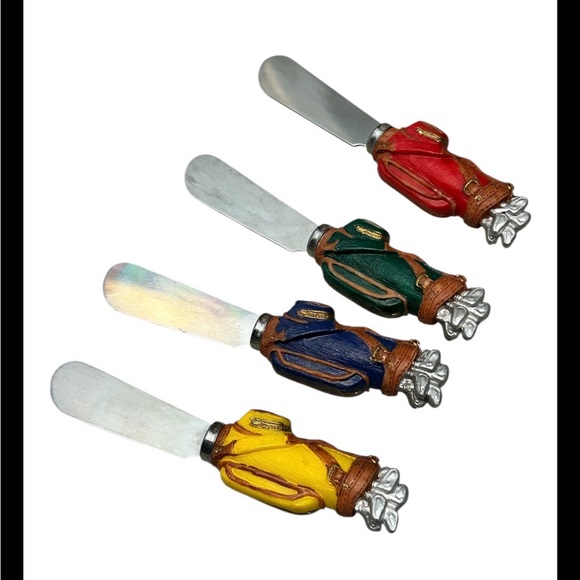 Set Of 4 Boston Warehouse Golf Club Cheese Spreader Knives - Picture 2 of 3